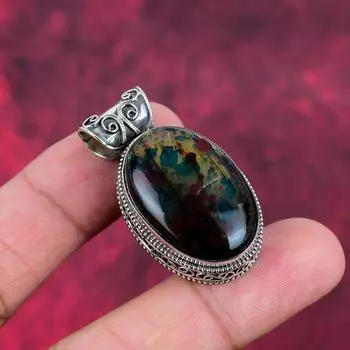 Кулон с многоцветным лабрадоритом, ювелирные изделия из цельного серебра 925 пробы, кулон ручной работы с драгоценными камнями, подарки для жены, абсолютно новый кулон 1.61 Inches синий