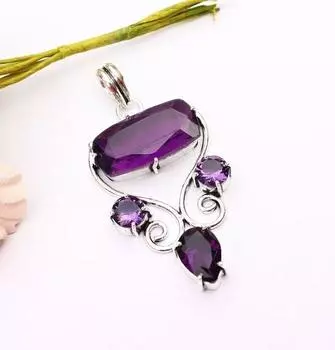 Кулон с натуральным аметистом | Фиолетовый аметист | Оригинальный драгоценный камень Аметист.