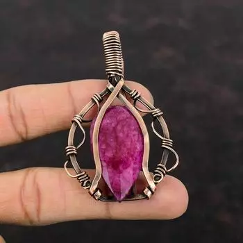 Кулон с ограненным кашмирским рубином, обернутый медной проволокой, ювелирное изделие из драгоценных камней, медный кулон, обернутый вручную проволокой, подарок для мамы, стильный кулон