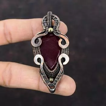 Кулон с ограненным кашмирским рубином, подвеска из медной проволоки, подвеска ручной работы, подвеска из медного драгоценного камня, подвеска последнего дизайна, подарок для нее