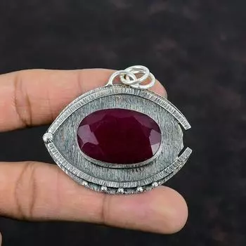 Кулон с ограненным кашмирским рубином, подвеска ручной работы из настоящего драгоценного камня, подвеска из стерлингового серебра 925 пробы, дизайнерская подвеска, ювелирные изделия с кашмирским рубином, подарки для мамы