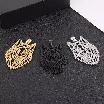 Кулон с полой головой волка, индивидуальное мужское ожерелье в стиле хип-хоп из титановой стали