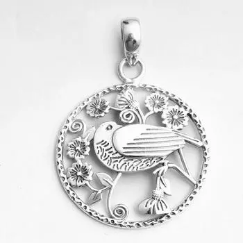 Кулон с птицей, серебряные украшения, серебро 925 пробы, дизайнерский кулон, ювелирные изделия с животными