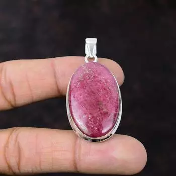 Кулон с родонитом, подвеска из стерлингового серебра 925 пробы, элегантные ювелирные изделия из драгоценных камней, стильный кулон ручной работы, подарок для жены, изысканный кулон, удивительные ювелирные изделия