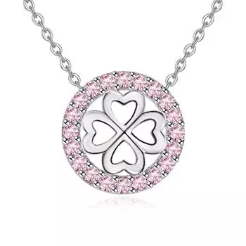 Кулон с розовым бриллиантом в виде листа, темпераментное счастливое ожерелье с четырьмя листочками, для девочек, ювелирные изделия