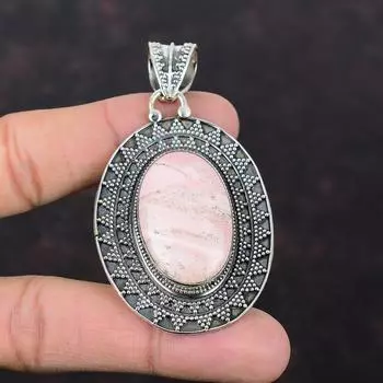 Кулон с розовым опалом. Ювелирные изделия из драгоценных камней высшего качества. Винтажный кулон. Кулон ручной работы. Подвеска из стерлингового серебра 925 пробы. Ювелирные изделия с розовым опалом. Свадебные подарки.