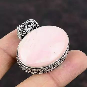 Кулон с розовым опалом, ювелирные изделия из драгоценных камней, винтажный кулон, подвеска из стерлингового серебра 925 пробы, ювелирные изделия с розовым опалом, кулон ручной работы в современном стиле, подарок для мамы