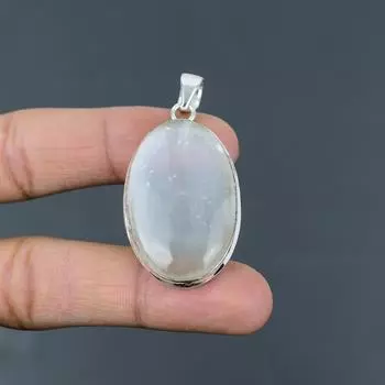 Кулон с селенитом. Кулон из натурального драгоценного камня. Подвеска из стерлингового серебра 925 пробы. Кулон ручной работы. Ювелирные изделия с селенитом. Подарок на годовщину. Лучший дизайн подвески.