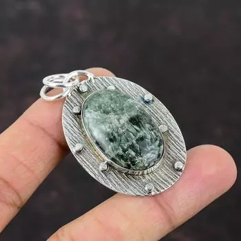 Кулон с серафинитом, ювелирные изделия из драгоценных камней высшего качества, подвеска из стерлингового серебра 925 пробы, ручная работа, ювелирный подарок в стиле бохо для жены, подвеска последнего дизайна
