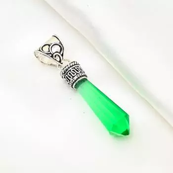 Кулон с зеленым аметистом, ювелирные изделия из цельного серебра 925 пробы с драгоценными камнями, подвеска ручной работы, на День благодарения 1.96 Inches зелёный