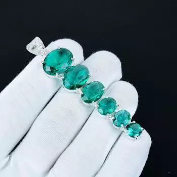 Кулон с зеленым апатитом, кулон из стерлингового серебра 925 пробы, кулон ручной работы, антикварный кулон, кулон с драгоценным камнем зеленый апатит, подарок на День святого Валентина 3.14 зелёный