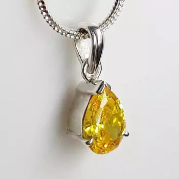 Кулон с желтым сапфиром и драгоценным камнем Астрологический кулон из стерлингового серебра желтого цвета