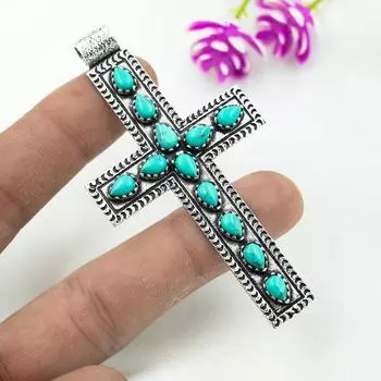 Кулон Santa Rosa Turquoise из цельного серебра 925 пробы, ювелирные изделия с подвеской из драгоценных камней ручной работы, подарки для жены, абсолютно новый кулон 3.07 Inches синий