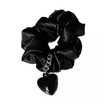 Кулон-сердце Аксессуар для волос Резинки для волос Скранчи Без повреждений Эластичная резинка для волос Держатель для хвостика Резинка для женщин Девочек чёрный