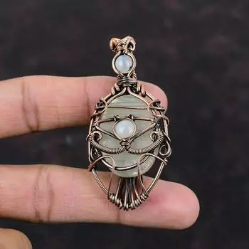 Кулон Сглаз Селенит Друзы Медная проволока Обернутый кулон с драгоценным камнем Ювелирные изделия Сглаз Подвеска из лунного камня ручной работы Подарок для нее Медные украшения