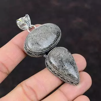 Кулон Скат с кораллом , винтажный кулон с драгоценными камнями, стильные ювелирные изделия, кулон из стерлингового серебра 925 пробы, кулон ручной работы, подарок на помолвку, элегантный кулон