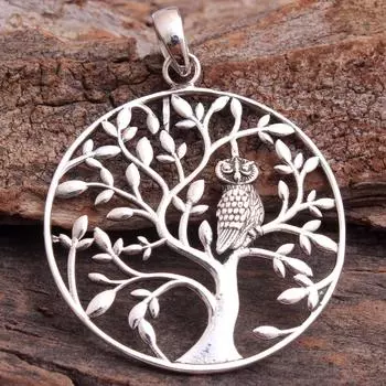 Кулон Сова , Серебряные украшения, Ювелирные изделия ручной работы, Кулон Древо жизни , Украшения с животными
