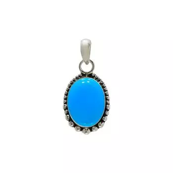 Кулон «Спящая красавица» из бирюзы 925 пробы, серебро V4649, синий кулон, овальный кулон, подарок на День святого Валентина, подарок для нее, подарок на день рождения, ручная работа