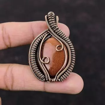 Кулон Sun Sitara с драгоценными камнями, кулон в медной проволоке, ювелирные изделия Sun Sitara, изящные медные украшения ручной работы, подарок для мамы, ювелирные изделия из проволочной обмотки