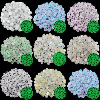 Кулон, свободные бусины, ожерелье, браслет, сделай сам, для бронзирования, 20 шт., 10 мм, оптовая продажа, изготовление ювелирных изделий, светящиеся бусины с буквами разноцветный