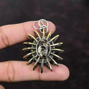 Кулон Turritella с агатом, подвеска из стерлингового серебра 925 пробы, ювелирные изделия ручной работы в виде клетки, позолоченный кулон 18 карат, оригинальный кулон с драгоценным камнем, подарок для невесты