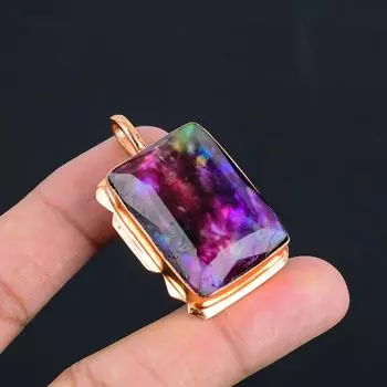 Кулон ювелирных изделий из драгоценного камня аммолит ручной работы медный для свадебного подарка 1.97 Inches розовый