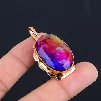 Кулон ювелирных изделий из драгоценного камня аммолит ручной работы медный для свадебного подарка 1.85 Inches разноцветный