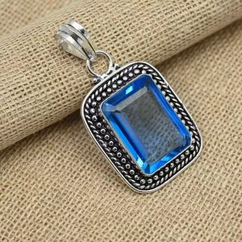 Кулон ювелирных изделий из стерлингового серебра 925 пробы славного танзанита ручной работы для женщин 1.77 inches синий