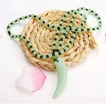 Кулон «Волчий зуб», темпераментное мужское ожерелье, ожерелье для девочек, модные ювелирные изделия, ожерелье в китайском стиле темно-зеленого