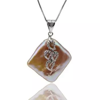 Кулон в стиле барокко, фиолетовый квадратный кулон с натуральным жемчугом, серебряное ожерелье с подвеской из кубического циркония для женщин фиолетовый