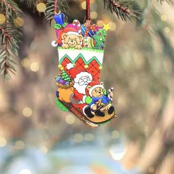 Кулон в виде чулка Санта-Клауса, довольно яркий цвет, персонализированный кулон в виде чулка Санта-Клауса, подвески в виде чулка Санта-Клауса, подвеска в виде рождественской елки A
