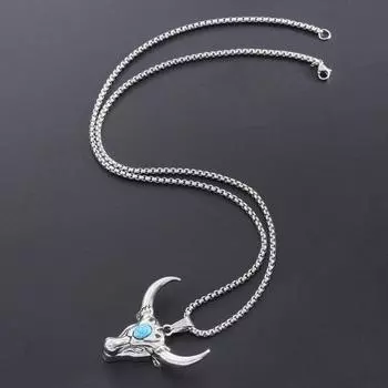 Кулон в виде головы быка, мужское ожерелье с длинной цепочкой, ретро-панк-свитер, ожерелье, ювелирные изделия для косплея