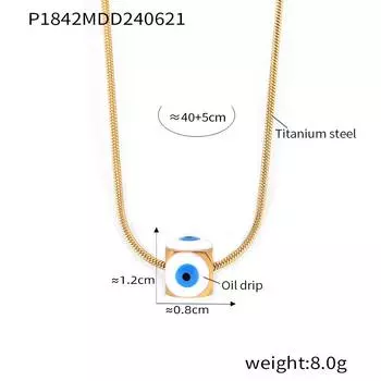 Кулон в виде капли масла в виде сахарного кубика Devil S Eye, модное индивидуальное ожерелье из титановой стали с покрытием из 18-каратного золота