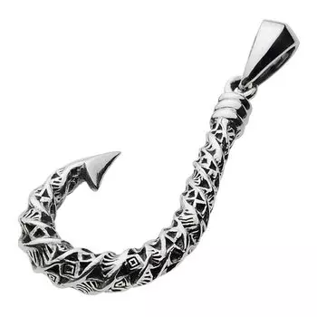 Кулон в виде рыболовного крючка Native fp0517 [Figmart] [Серебряный аксессуар]