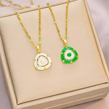 Кулон женское ожерелье свитер круглый треугольник ювелирные изделия цепочка на ключицу