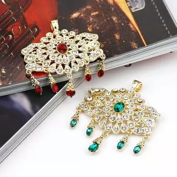 Кулон Женское украшение двойного назначения Свадебное украшение Золотого цвета Кристалл 2023 зелёный