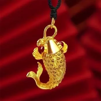 Кулон золотого цвета для мужчин и женщин, «Удача», «Рыба богатства, Прыгающие ворота дракона», «Богатый и благородный кулон в виде карпа» в подарок для семьи 40CM золотой