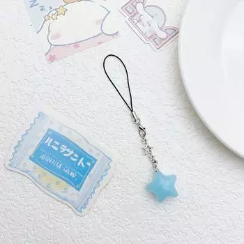 Кулон Звезда Ремешок для телефона Брелок Цепочка для мобильного телефона Веревка для подвешивания телефона Женские украшения blue-long