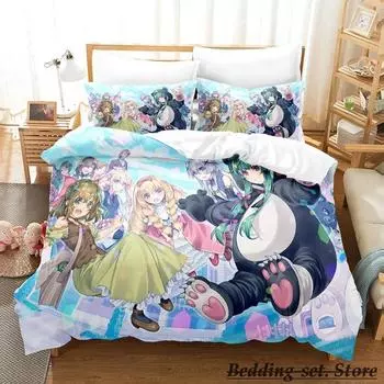 Kuma Kuma Kuma Bear Bedding Set Single Twin Full Queen King Size Bed Set Adult Kid Bedroom Duvetcover Sets Anime Kawaii Bed 70x133cm 2pcs