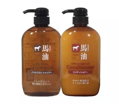 Kumano Yushi Horse Oil Shampoo Conditioner Moisturizing High 600ml each & Ingredients,