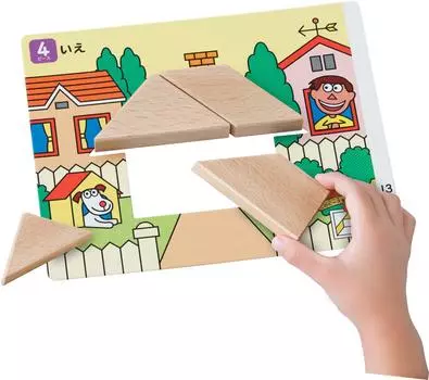 Kumon Publishing НОВЫЕ развивающие игрушки Tangram Ages Wooden Guide Guide KUMON 3+ (Деревянные детали, коробка, доска, книга)