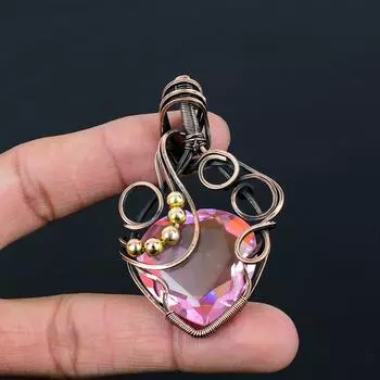 Кунцитовый драгоценный камень ручной работы из чистой медной проволоки, подвеска для ювелирных изделий на День памяти 2.56 Inches розовый