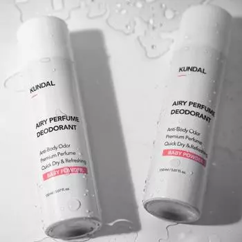 Kundal Airy Perfume Deodorant Baby Powder 150 мл 1 шт + 1 шт, корейская косметика с хорошим ароматом