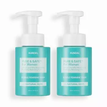KUNDAL Чистое и безопасное очищающее средство Lacto Plus Bubble Feminine Cleanser, набор из 2 предметов, натуральные травы, 300 мл, корейская косметика с приятным ароматом