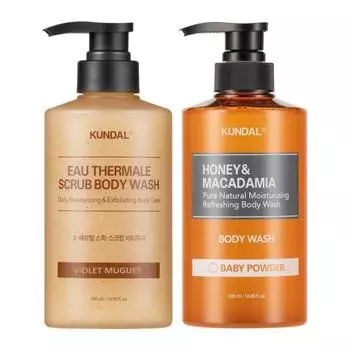 KUNDAL Чистый гель для душа 500 мл 1 шт + Скраб для тела Скраб для тела 500 мл 1 шт, корейская косметика с приятным ароматом