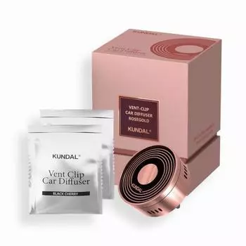 Kundal Classic Mood Deep Perfume Автомобильный освежитель воздуха с зажимом, розовое золото (1 устройство + 2 сменных картриджа), Корейская косметика с хорошим ароматом
