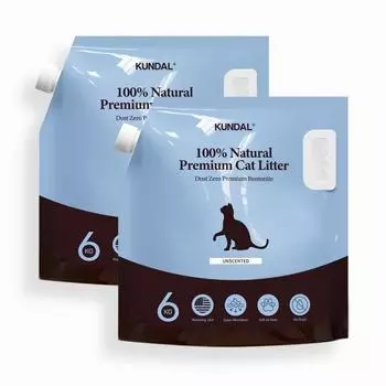 Kundal Dust Zero Premium Bentonite Sand Unscented 6 кг 2 шт., корейская косметика с хорошим ароматом