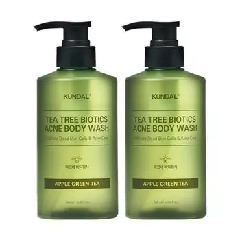 KUNDAL Гель для душа Tea Tree Biotics от прыщей 500 мл 1 + 1 (всего 2), Корейская косметика с хорошим ароматом