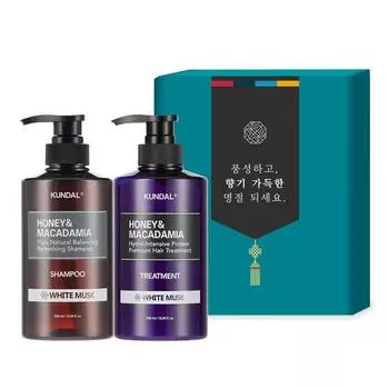 Kundal Hair 2 Holiday Gift Set B со вкусом белого мускуса, 1 комплект, набор популярной корейской косметики