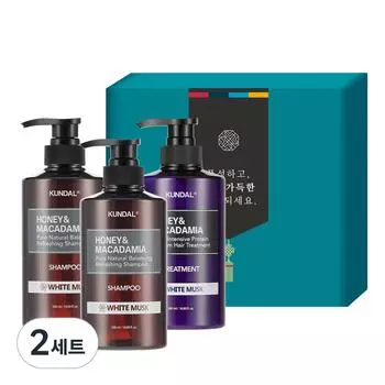 Kundal Hair 3-piece holiday gift set A white musk scent, 2 sets